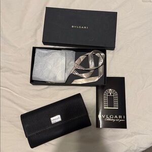 Bulgari Black Wallet with Silver Accents